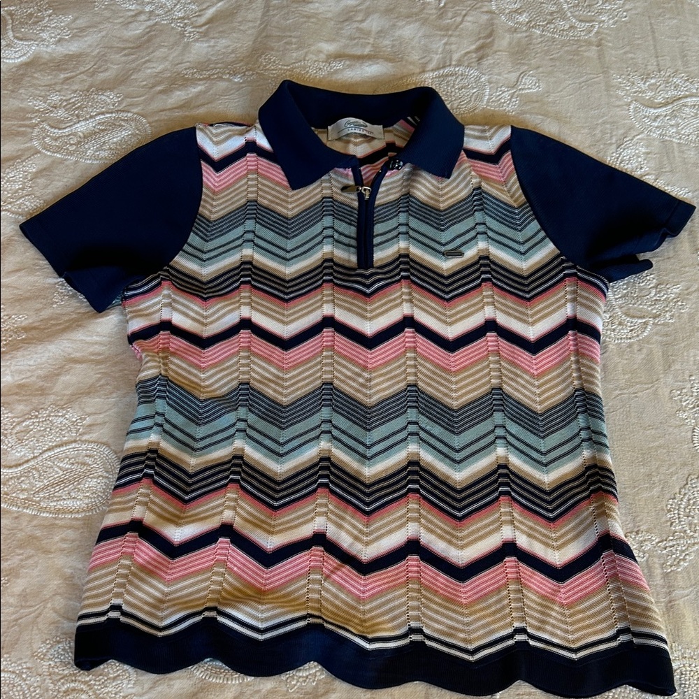 Womens Chevron Pattern Polo Shirt